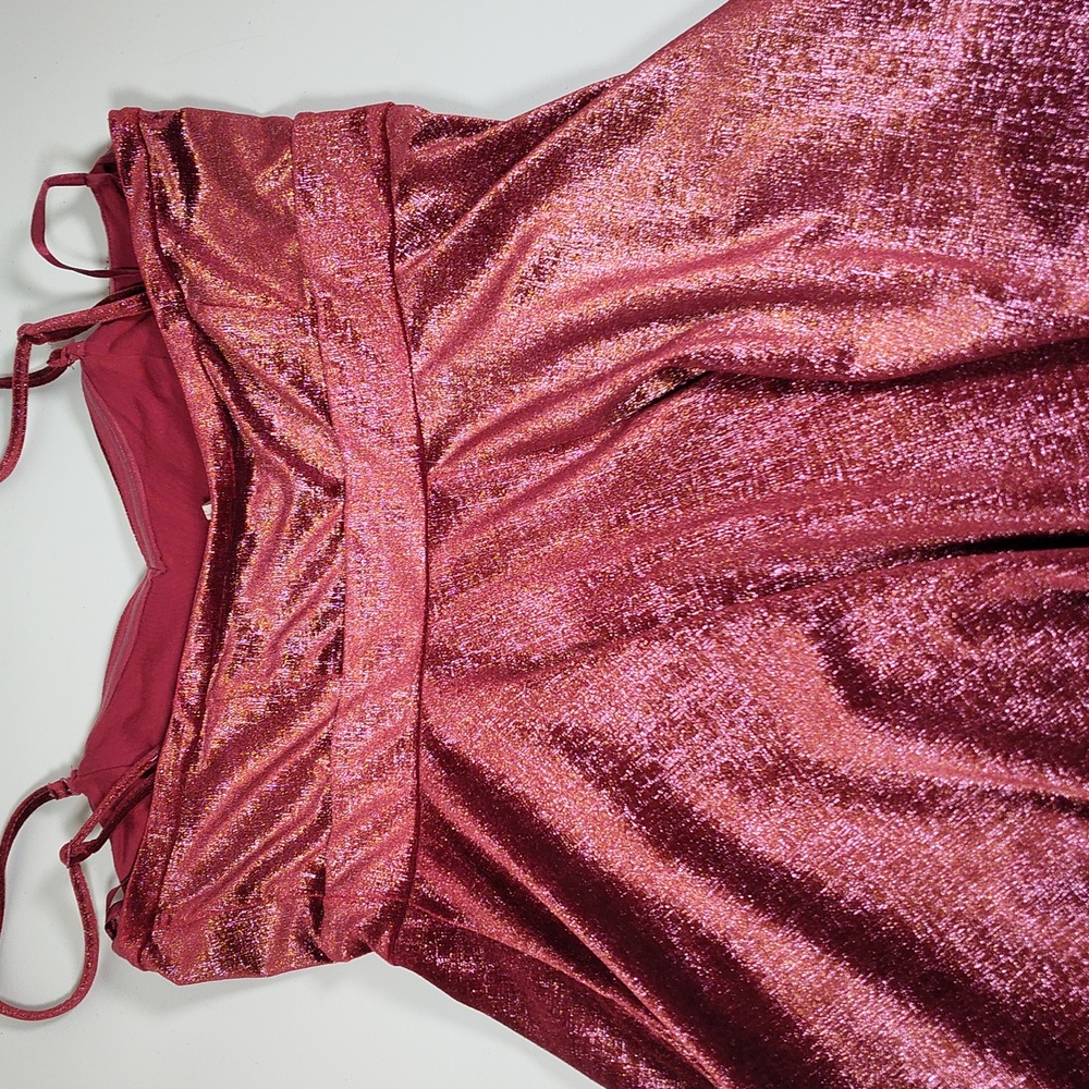 Free‎ People Shattered Shine velvet mini dress berry pink L - Picture 8 of 11